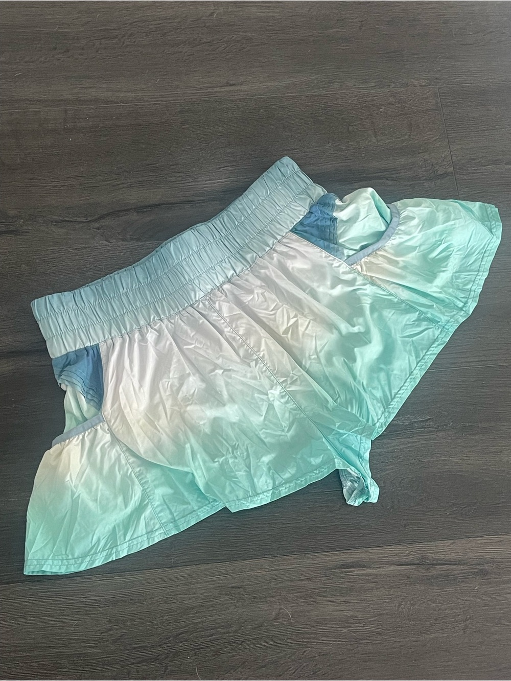 FP Movement by Free People Ombre Aqua Blue Elastic Waist Running Shorts